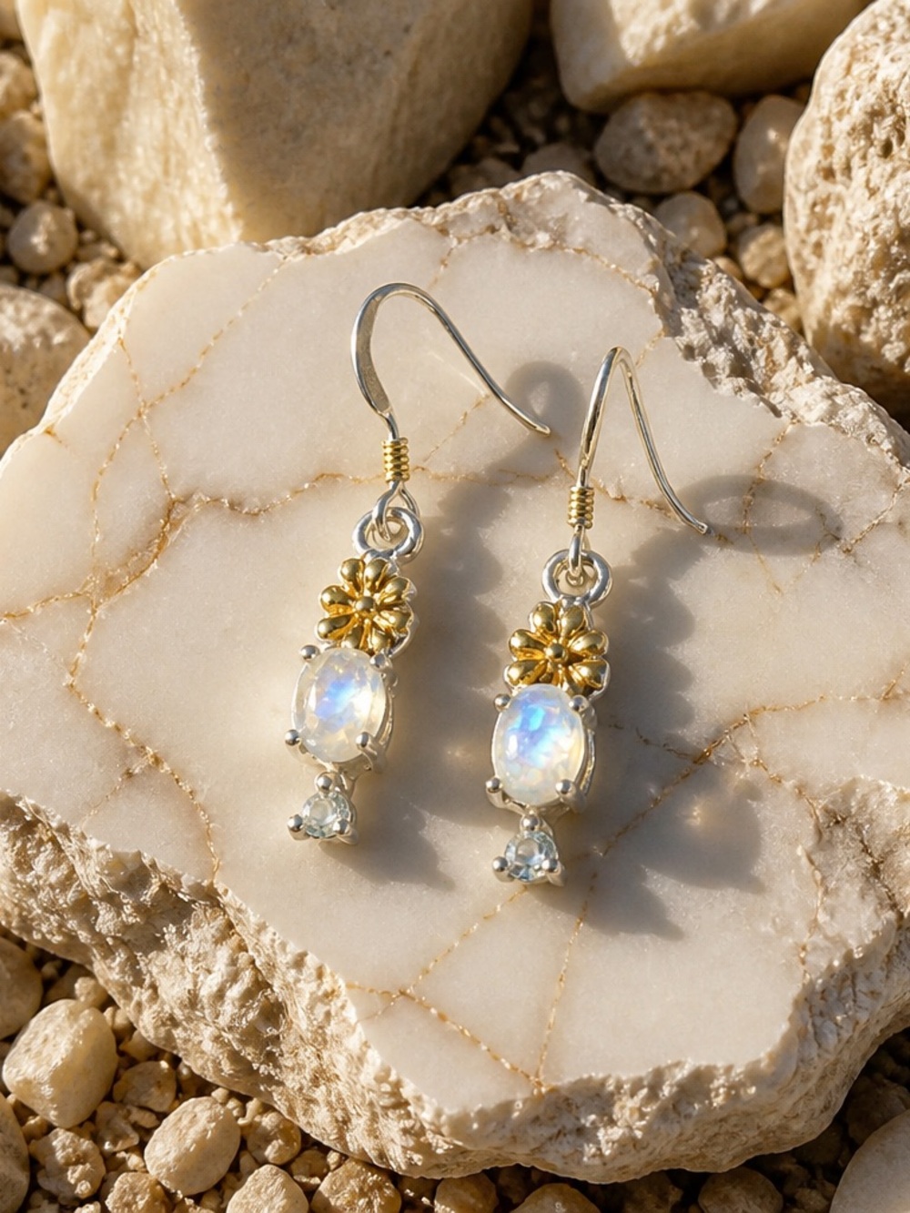 NEW! Moonstone & Topaz Earrings